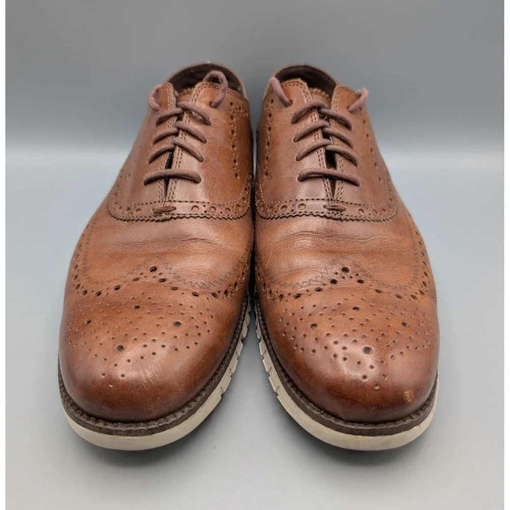 Cole Haan Zerogrand Men's 12M Wingtip Oxford Brown Shoes - C14493